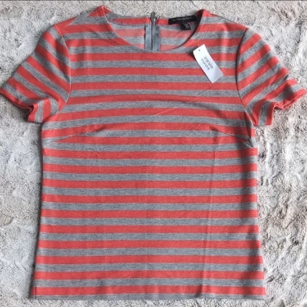 Banana Republic Factory Back Zip Striped Tee